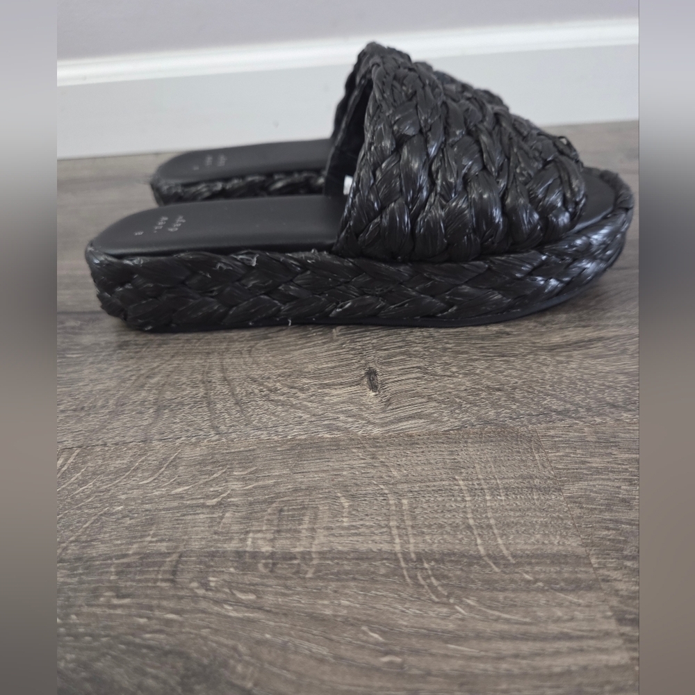 A New Day Black Woven Slide Sandals Size 6
